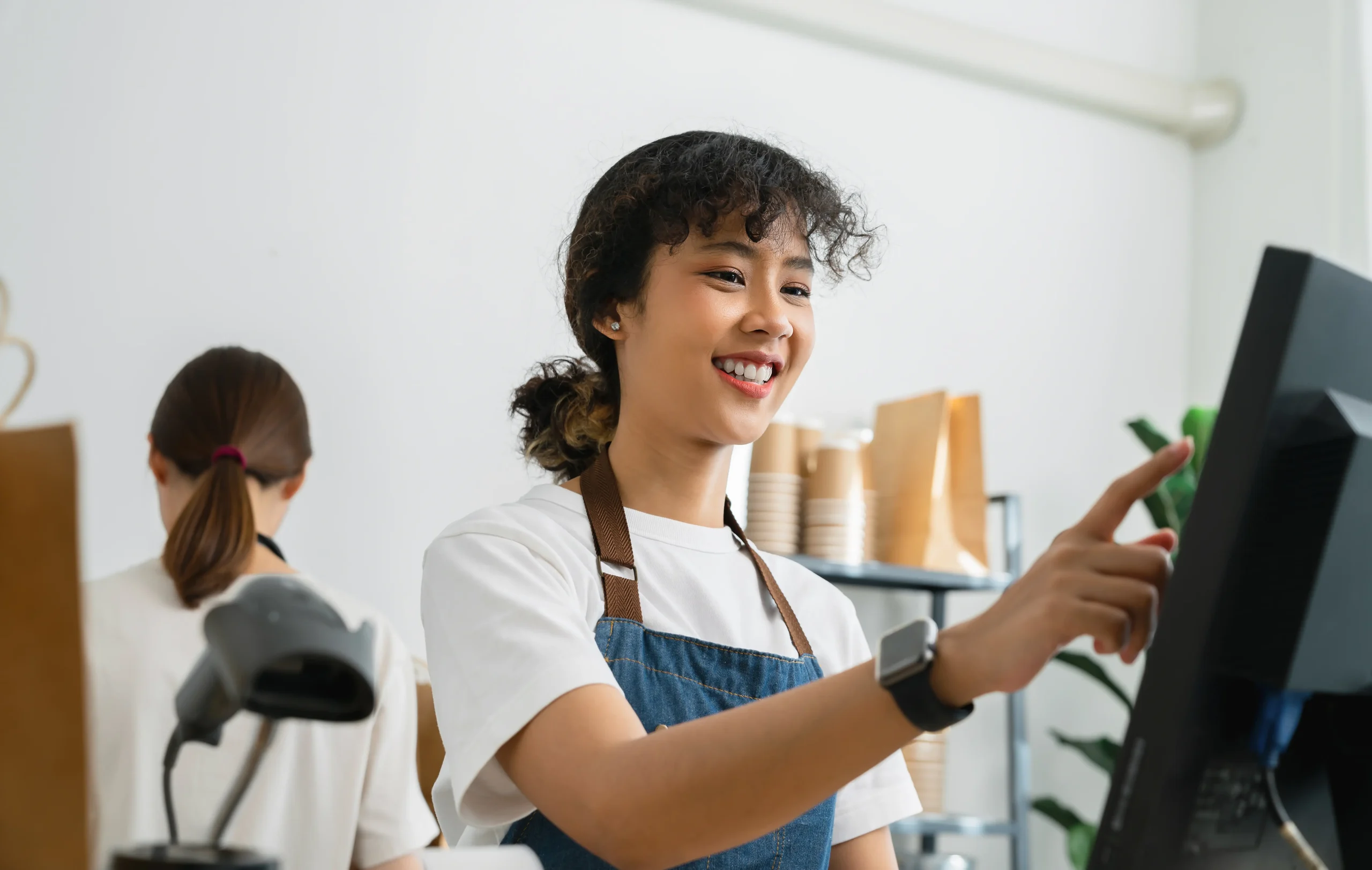 Customer making a contactless payment on SkyTab POS system